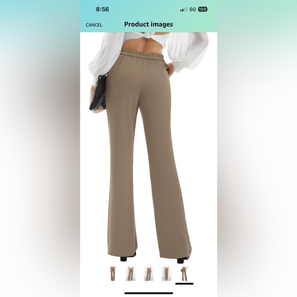 NWT silky/stretchy high waisted flare leg camel pants - Picture 2 of 5